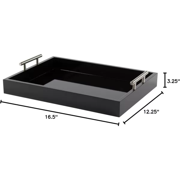Kate and Laurel Lipton Decorative Tray with Polished Gold Metal Handles Soft PinkBlack