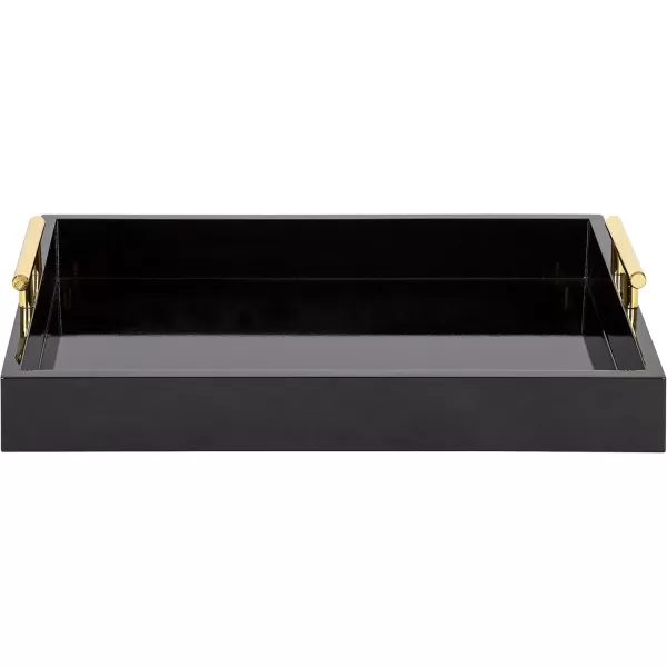 Kate and Laurel Lipton Decorative Tray with Polished Gold Metal Handles Soft PinkBlackGold