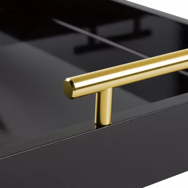 Kate and Laurel Lipton Decorative Tray with Polished Gold Metal Handles Soft PinkBlackGold