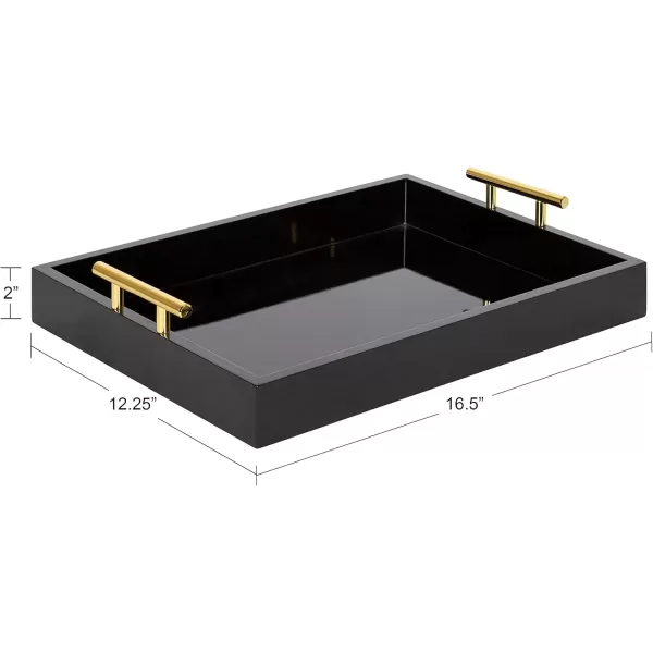 Kate and Laurel Lipton Decorative Tray with Polished Gold Metal Handles Soft PinkBlackGold
