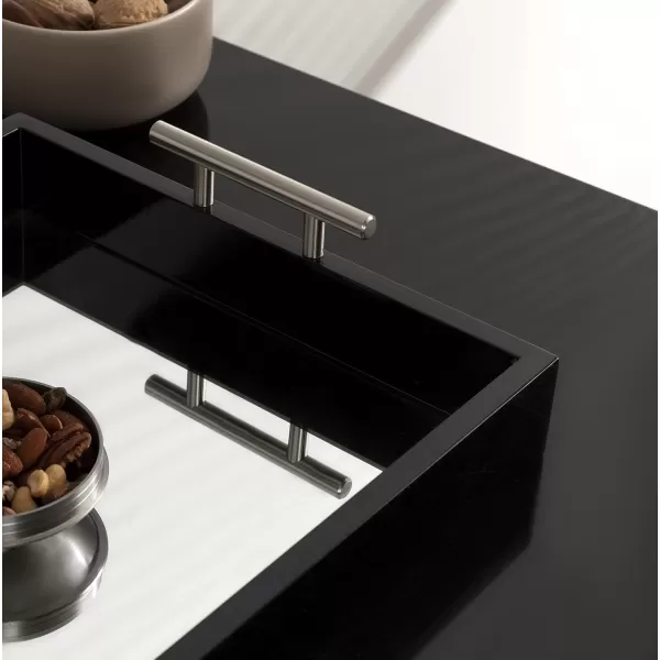 Kate and Laurel Lipton Decorative Tray with Polished Gold Metal Handles Soft PinkBlackSilver