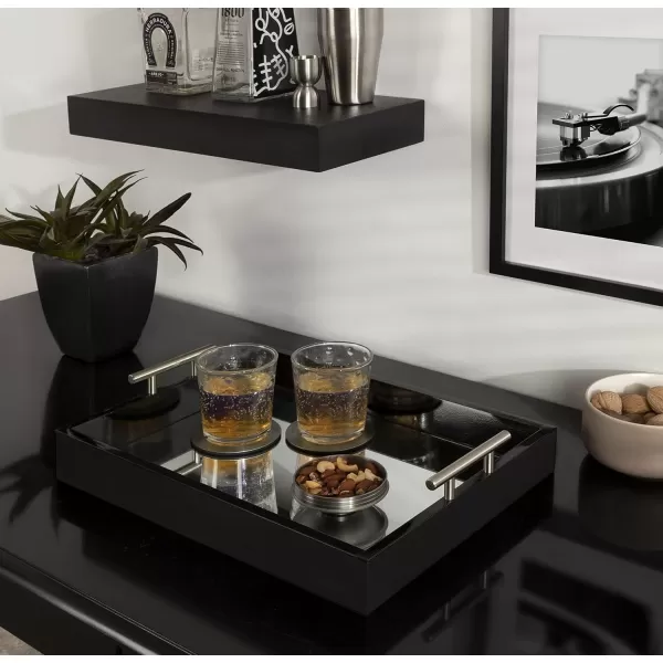 Kate and Laurel Lipton Decorative Tray with Polished Gold Metal Handles Soft PinkBlackSilver