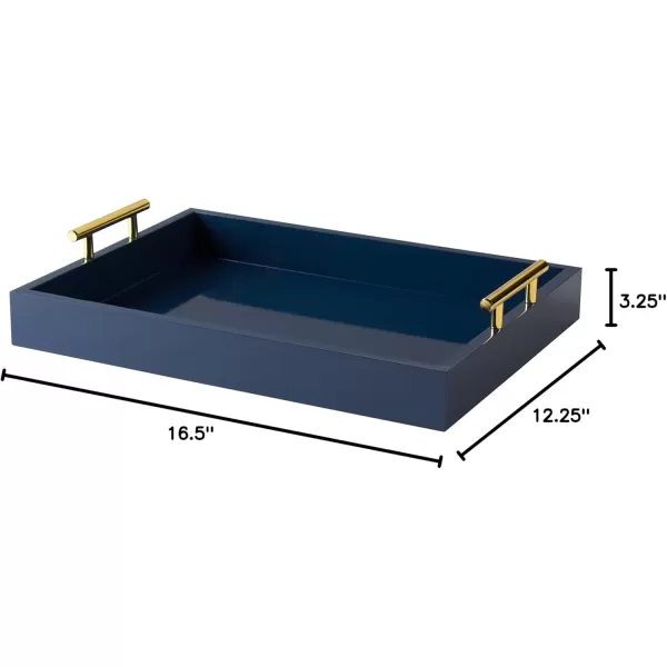 Kate and Laurel Lipton Decorative Tray with Polished Gold Metal Handles Soft PinkBlue