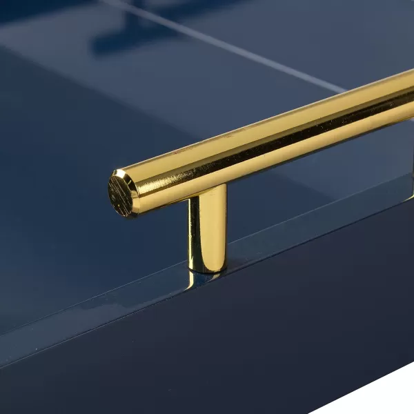 Kate and Laurel Lipton Decorative Tray with Polished Gold Metal Handles Soft PinkBlue