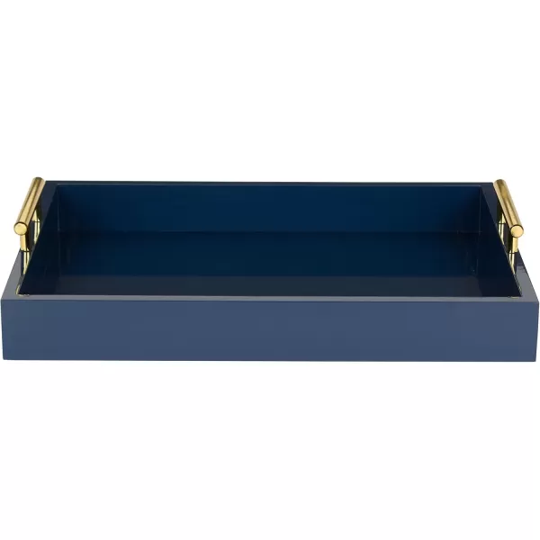 Kate and Laurel Lipton Decorative Tray with Polished Gold Metal Handles Soft PinkBlue
