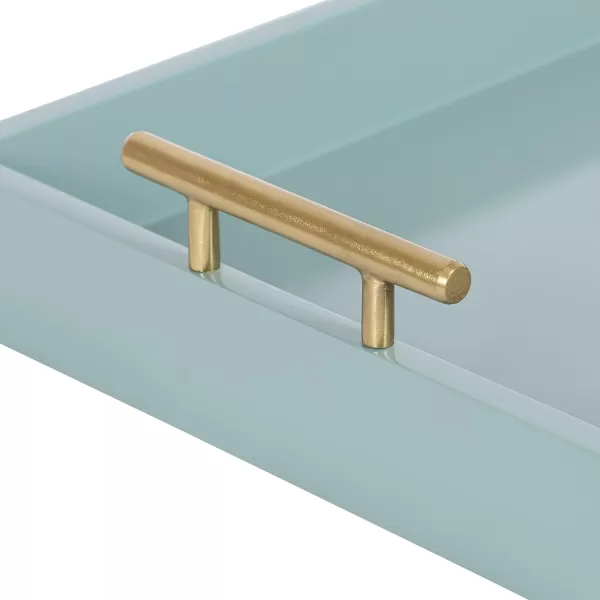 Kate and Laurel Lipton Decorative Tray with Polished Gold Metal Handles Soft PinkBlueGold