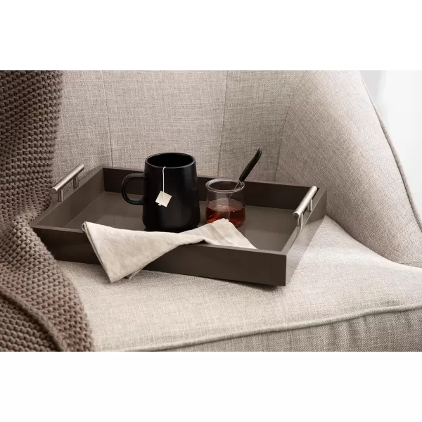 Kate and Laurel Lipton Decorative Tray with Polished Gold Metal Handles Soft PinkBrown