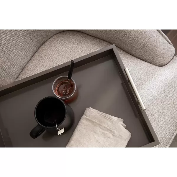 Kate and Laurel Lipton Decorative Tray with Polished Gold Metal Handles Soft PinkBrown