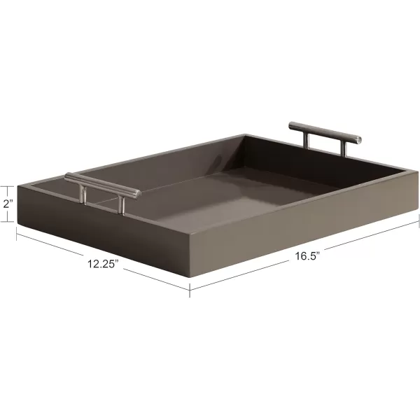 Kate and Laurel Lipton Decorative Tray with Polished Gold Metal Handles Soft PinkBrown