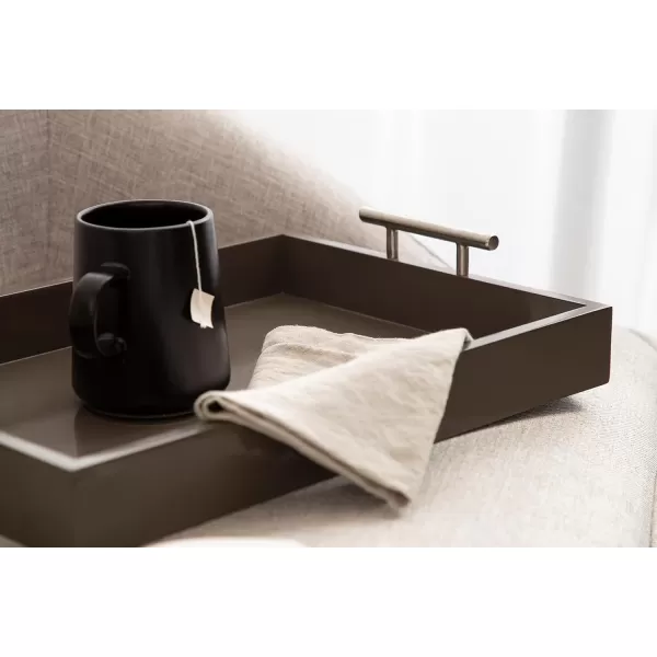 Kate and Laurel Lipton Decorative Tray with Polished Gold Metal Handles Soft PinkBrown