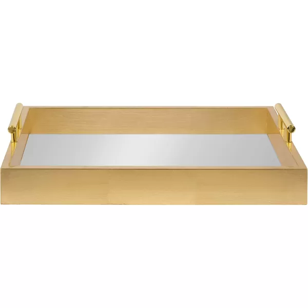 Kate and Laurel Lipton Decorative Tray with Polished Gold Metal Handles Soft PinkGold