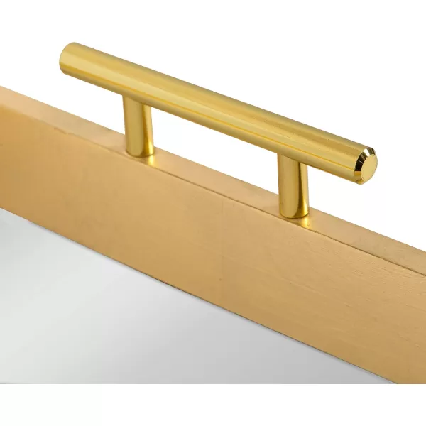 Kate and Laurel Lipton Decorative Tray with Polished Gold Metal Handles Soft PinkGold