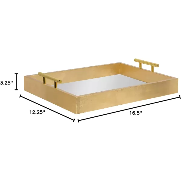 Kate and Laurel Lipton Decorative Tray with Polished Gold Metal Handles Soft PinkGold