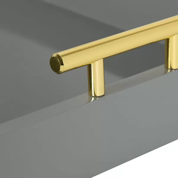 Kate and Laurel Lipton Decorative Tray with Polished Gold Metal Handles Soft PinkGray