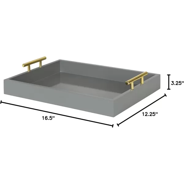 Kate and Laurel Lipton Decorative Tray with Polished Gold Metal Handles Soft PinkGray