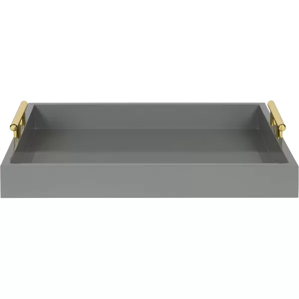 Kate and Laurel Lipton Decorative Tray with Polished Gold Metal Handles Soft PinkGray