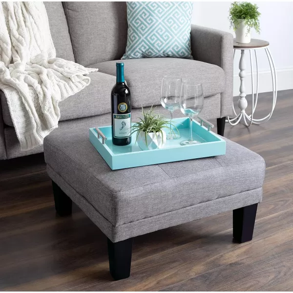 Kate and Laurel Lipton Decorative Tray with Polished Gold Metal Handles Soft PinkLight Teal