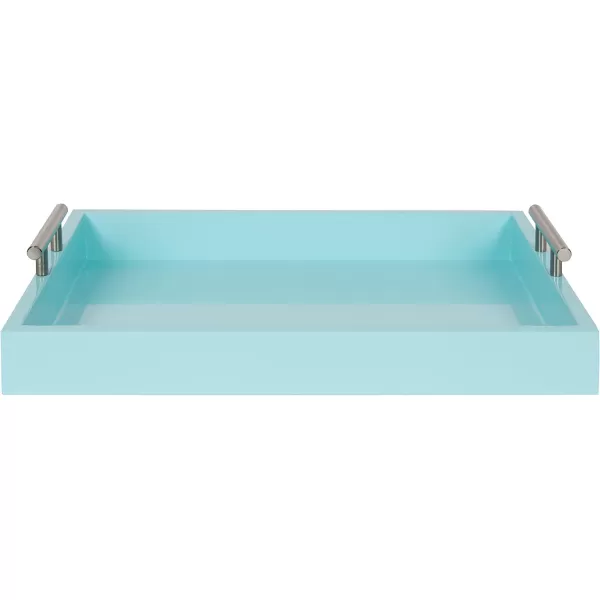 Kate and Laurel Lipton Decorative Tray with Polished Gold Metal Handles Soft PinkLight Teal