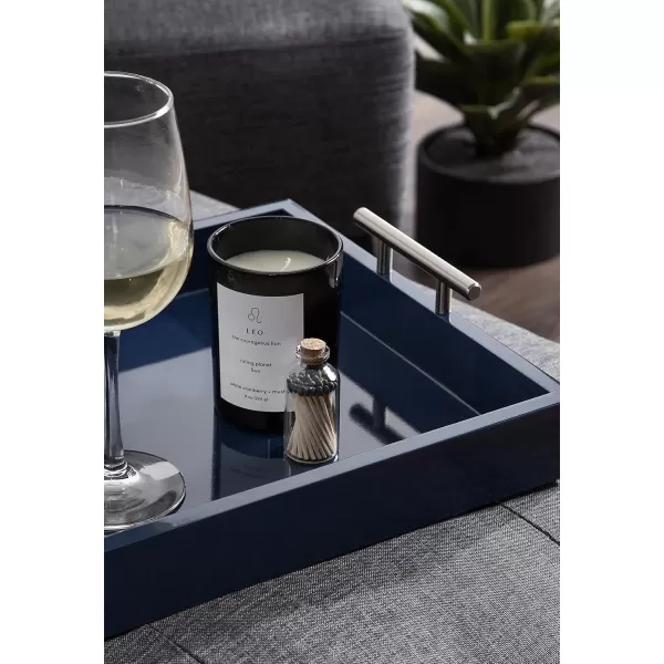 Kate and Laurel Lipton Decorative Tray with Polished Gold Metal Handles Soft PinkNavy BlueSilver