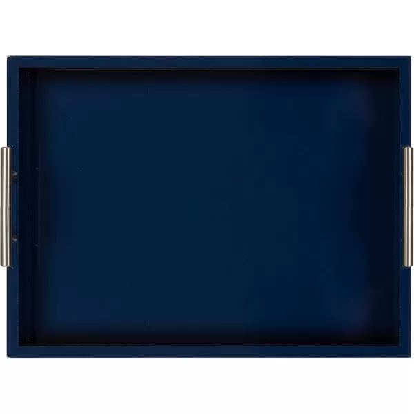 Kate and Laurel Lipton Decorative Tray with Polished Gold Metal Handles Soft PinkNavy BlueSilver