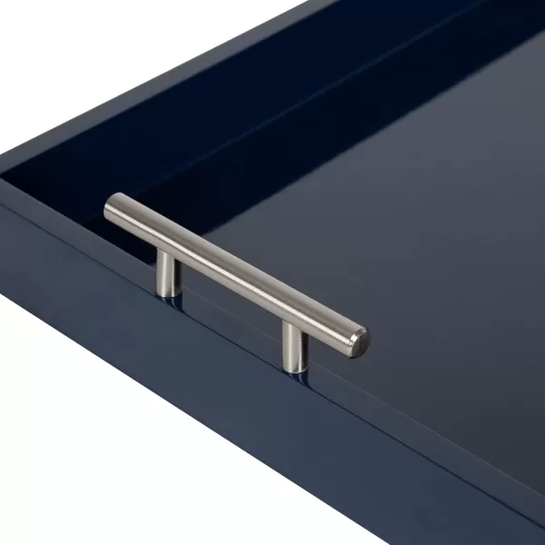 Kate and Laurel Lipton Decorative Tray with Polished Gold Metal Handles Soft PinkNavy BlueSilver