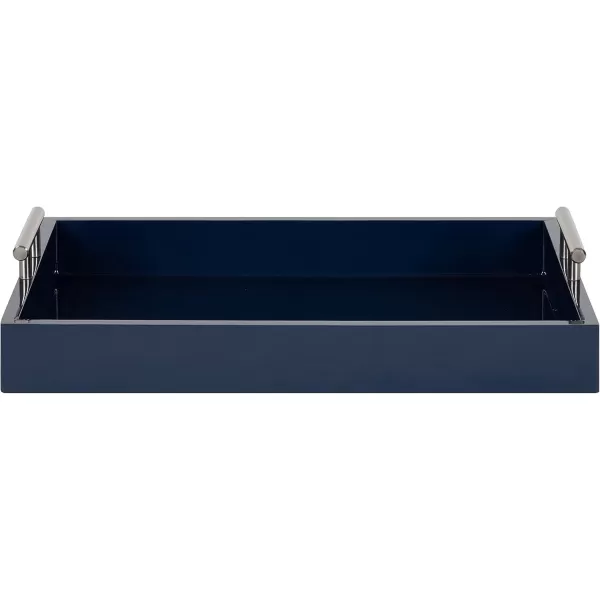 Kate and Laurel Lipton Decorative Tray with Polished Gold Metal Handles Soft PinkNavy BlueSilver