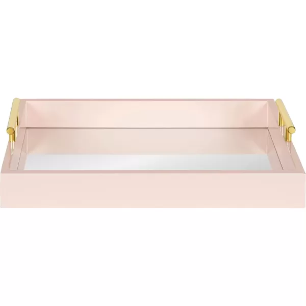 Kate and Laurel Lipton Decorative Tray with Polished Gold Metal Handles Soft PinkPinkGold
