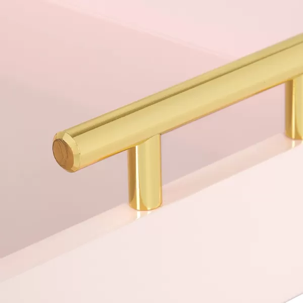Kate and Laurel Lipton Decorative Tray with Polished Gold Metal Handles Soft PinkPinkGold