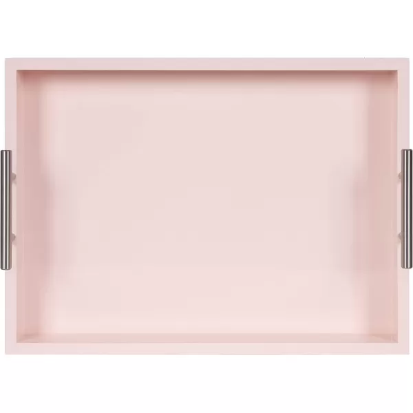 Kate and Laurel Lipton Decorative Tray with Polished Gold Metal Handles Soft PinkPinkSilver