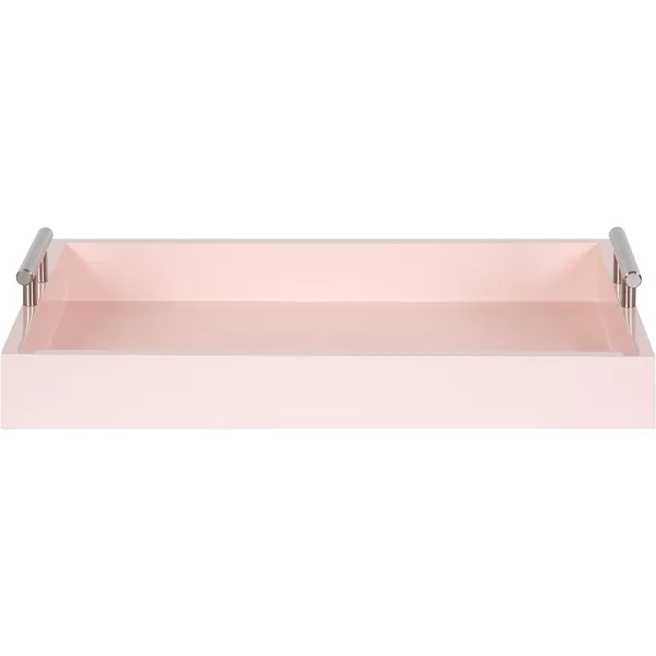 Kate and Laurel Lipton Decorative Tray with Polished Gold Metal Handles Soft PinkPinkSilver
