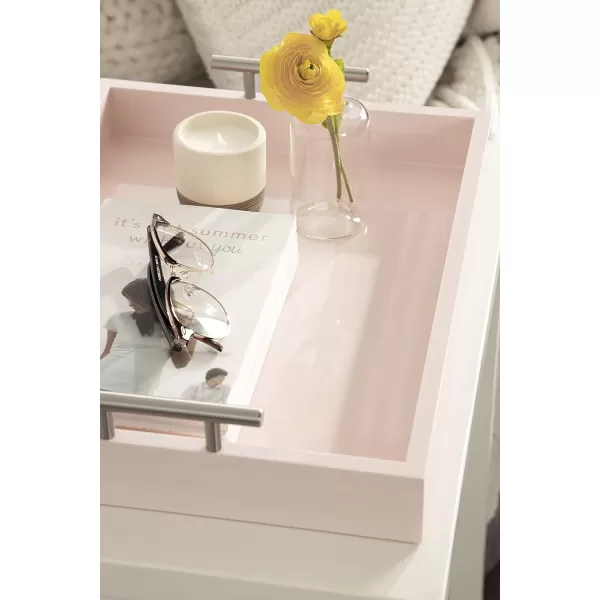 Kate and Laurel Lipton Decorative Tray with Polished Gold Metal Handles Soft PinkPinkSilver