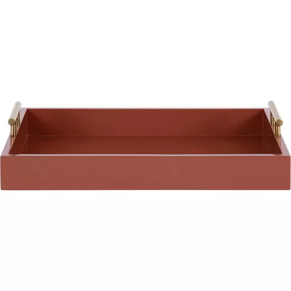 Kate and Laurel Lipton Decorative Tray with Polished Gold Metal Handles Soft PinkRed