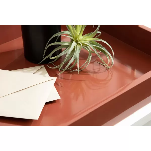 Kate and Laurel Lipton Decorative Tray with Polished Gold Metal Handles Soft PinkRed