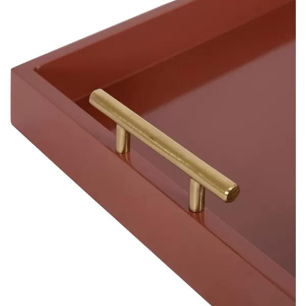 Kate and Laurel Lipton Decorative Tray with Polished Gold Metal Handles Soft PinkRed