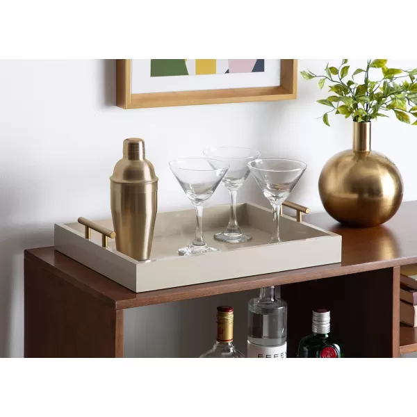 Kate and Laurel Lipton Decorative Tray with Polished Gold Metal Handles Soft PinkSand
