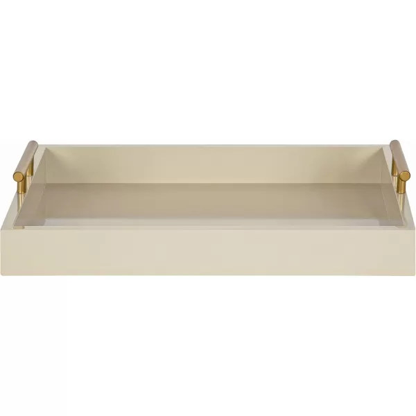 Kate and Laurel Lipton Decorative Tray with Polished Gold Metal Handles Soft PinkSand