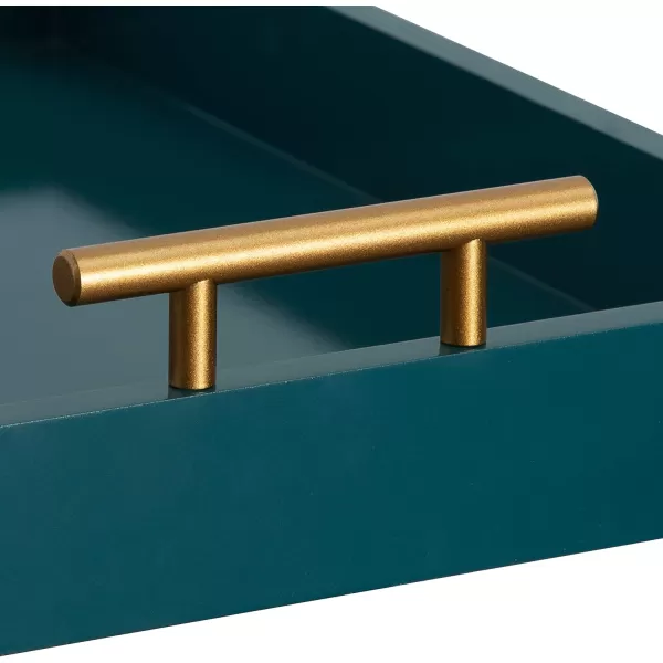 Kate and Laurel Lipton Decorative Tray with Polished Gold Metal Handles Soft PinkTeal