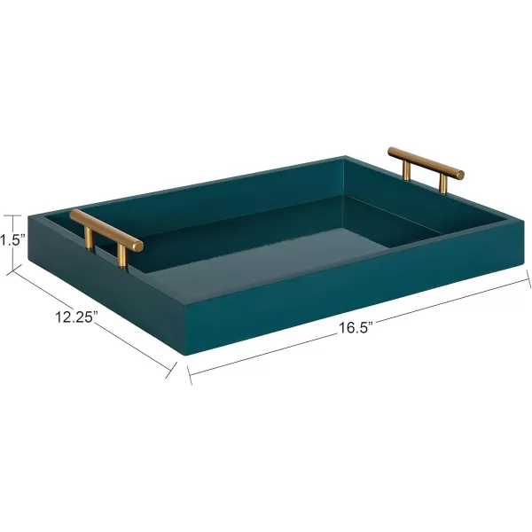 Kate and Laurel Lipton Decorative Tray with Polished Gold Metal Handles Soft PinkTeal