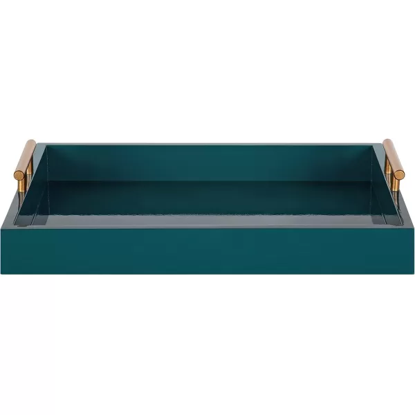Kate and Laurel Lipton Decorative Tray with Polished Gold Metal Handles Soft PinkTeal