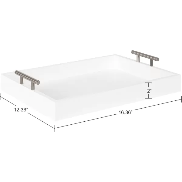 Kate and Laurel Lipton Decorative Tray with Polished Gold Metal Handles Soft PinkWhite