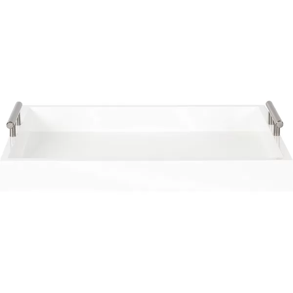 Kate and Laurel Lipton Decorative Tray with Polished Gold Metal Handles Soft PinkWhite