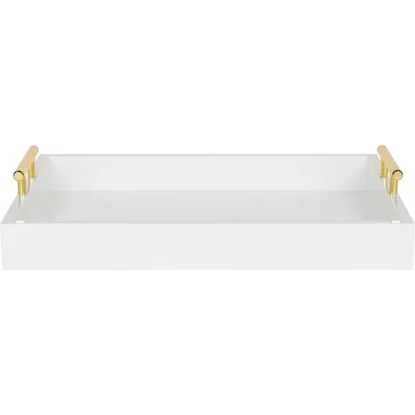 Kate and Laurel Lipton Decorative Tray with Polished Gold Metal Handles Soft PinkWhiteGold
