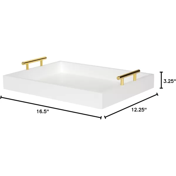 Kate and Laurel Lipton Decorative Tray with Polished Gold Metal Handles Soft PinkWhiteGold