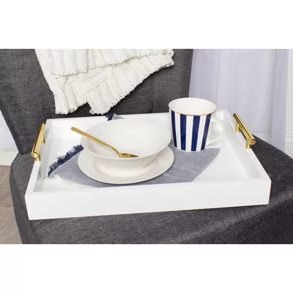 Kate and Laurel Lipton Decorative Tray with Polished Gold Metal Handles Soft PinkWhiteGold