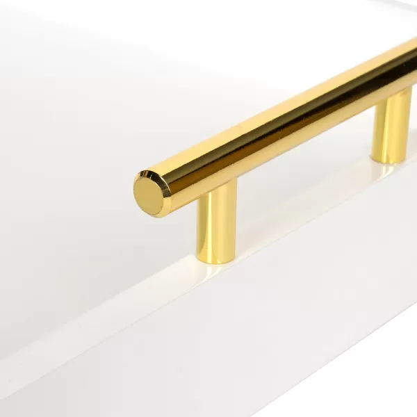 Kate and Laurel Lipton Decorative Tray with Polished Gold Metal Handles Soft PinkWhiteGold