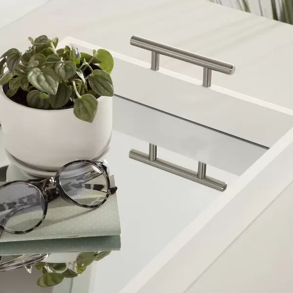 Kate and Laurel Lipton Decorative Tray with Polished Gold Metal Handles Soft PinkWhiteSilver