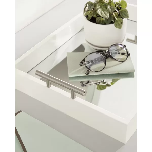 Kate and Laurel Lipton Decorative Tray with Polished Gold Metal Handles Soft PinkWhiteSilver