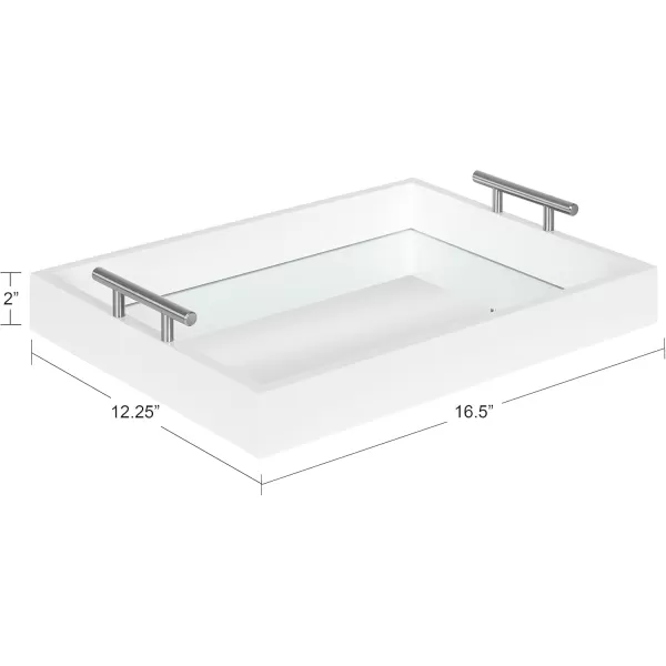 Kate and Laurel Lipton Decorative Tray with Polished Gold Metal Handles Soft PinkWhiteSilver