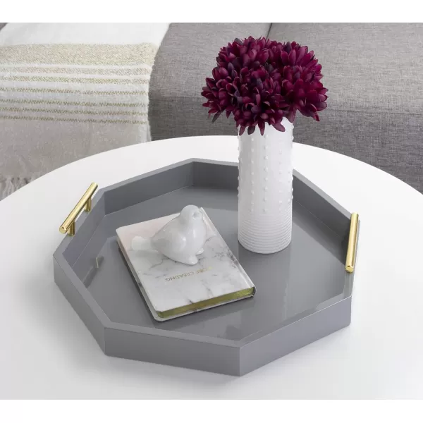Kate and Laurel Lipton MidCentury Octagon Decorative Tray 18quot x 18quot Gray and Gold Decorative Chic Serving TrayGray
