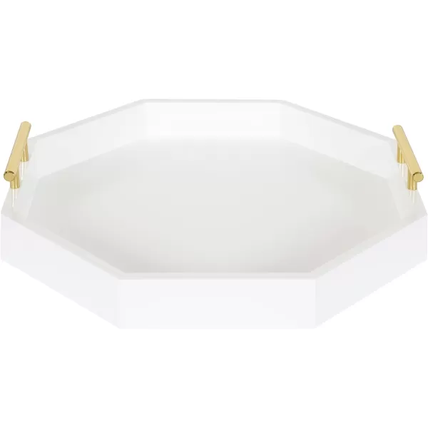 Kate and Laurel Lipton MidCentury Octagon Decorative Tray 18quot x 18quot Gray and Gold Decorative Chic Serving TrayWhite